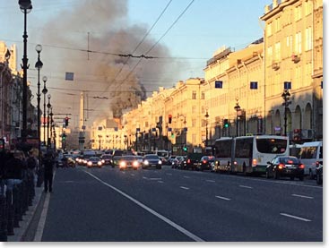 Our fire fighters from Scottsdale,  Todd and Nick, had to check out what goes on in their profession in St Petersburg.  We saw this big fire down the street as we walked out from dinner.  Not a big deal.  It was a large electric sigh that caught fire and burned out quickly.