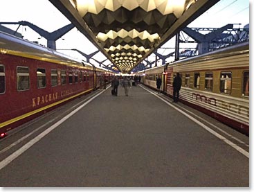 Just before midnight: trains ready to roll south to Moscow