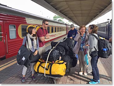 A few hours later, just passed 8:00 AM Larissa met us on the platform in Moscow 