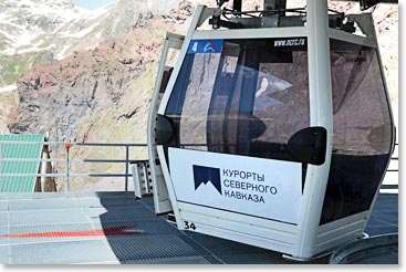 The new Gondolas at Mount Elbrus Ski area provide smooth transportation to the mountain at mid-level