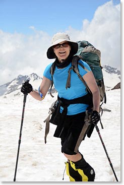 Kristen is also ready for the glacier.