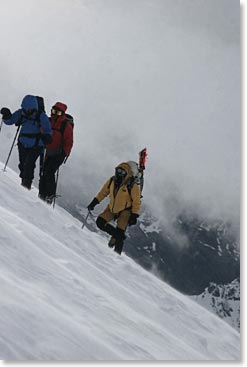 In the clouds on summit day