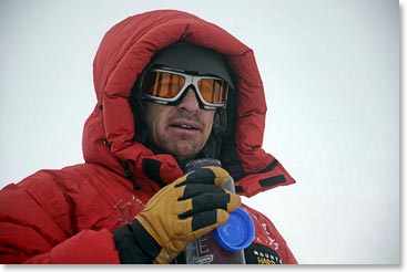 Todd taking some water at the top of the headwall