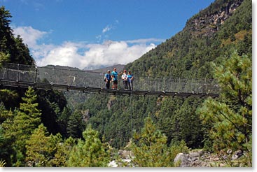 The famous bridge below Namche hill