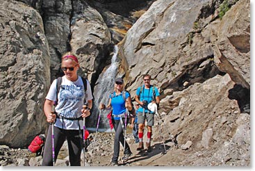 Alyssa, Keely and Scot along the trail to Namche