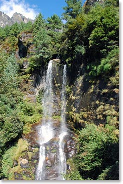 Beautiful waterfall on the trek to Namche