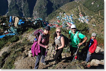 Scot Sellers, Keely, Alyssa and … - great views of Namche from above