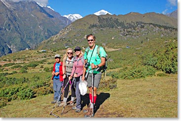 The family on the trail with Jyeta