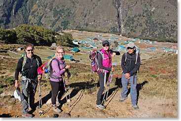 The Sellers on the trail back to Pangboche
