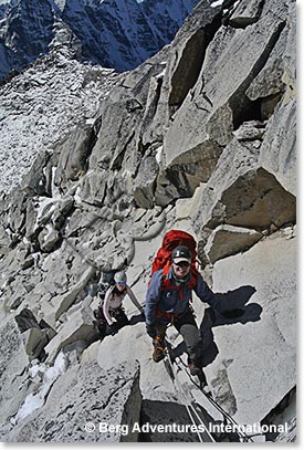 It’s getting steeper!  Moving on the rock terrain above Camp II