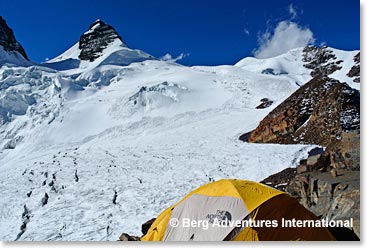 Views of Cabeza de Condor from high camp