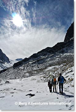 Team on their way down from a very successful summit day