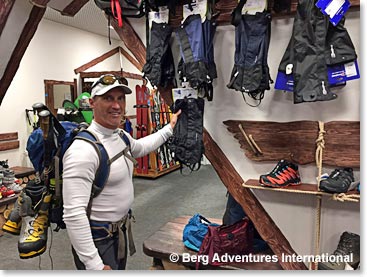 “Shakedown” day means you discover some issues with gear.  By 3:30 we were back down in the shops; Todd got some new gaiters, several team members got a thermos and we exchanged some rental boots for a better fit.