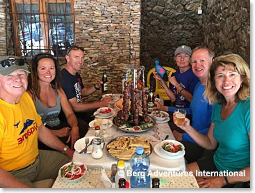 Shashlik at Chegem Waterfall today; Time for lunch.