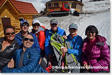 Day after summit day we headed down to the valley, our friend Chia from Japan, who had climbed Everest the spring and reached both summits of Elbrus the day before rode with us.