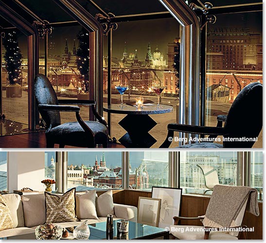 The  rooftop lounge of our hotel  with amazing views of the Red Square is always a big hit with our team. Day or night. 