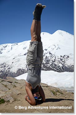 Christina did a headstand at our highpoint