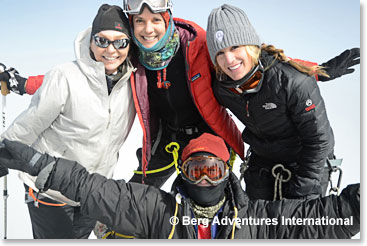 BAI Ladies of Elbrus on the summit yesterday:  Melody, Christina, Bailey and Jennifer