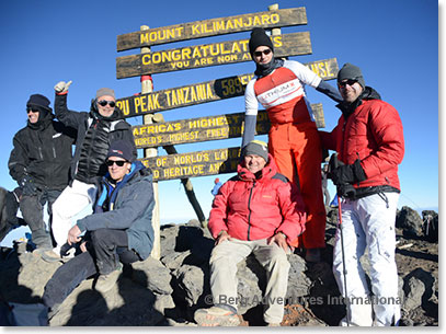 Our entire team on the summit of Kilimanjaro