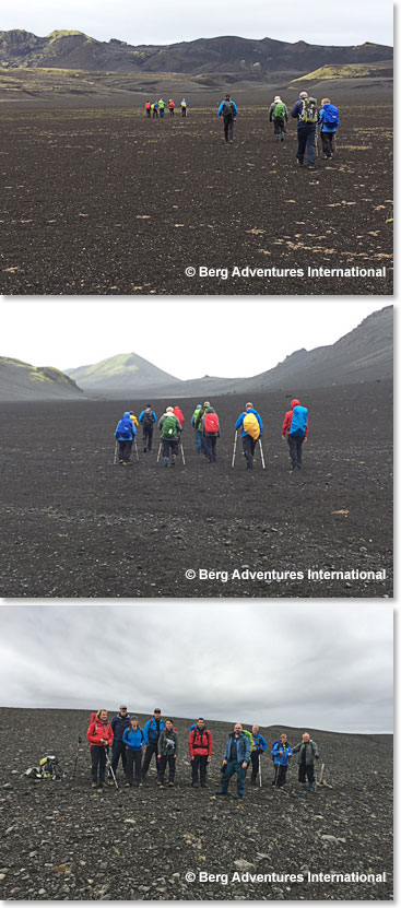 Walking across lava rock and sand
