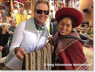 Paula admires weaving