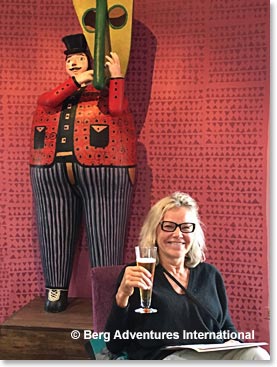 Elaine loves the decor at our lodge.