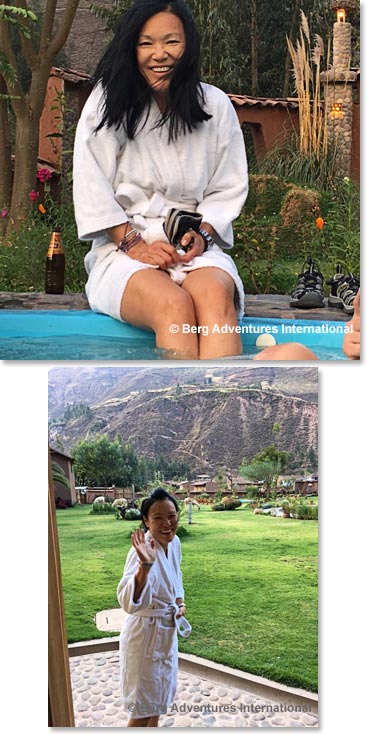Tina on a mission. Hot tub + massage