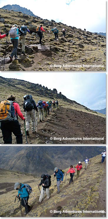 Ascending to the pass -  13,700ft (4,200m)  above sea level 