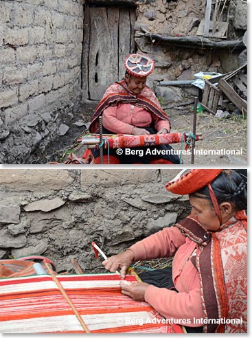 We visited a 62 year old who weaves at her home every day. She uses a lightweight condor bone.