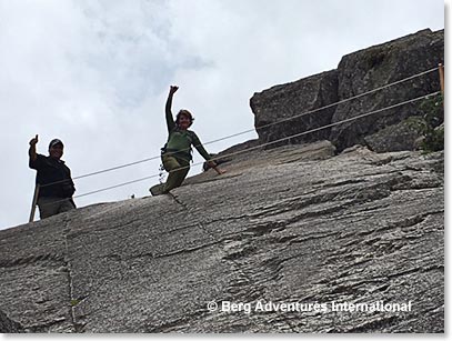 Osvaldo and Sue approaching the top of Wayna Picchu