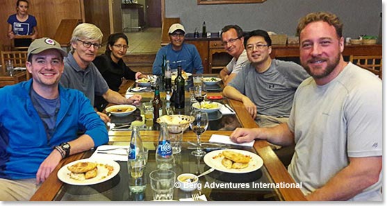 Team enjoying empanadas at Hotel Ayelen