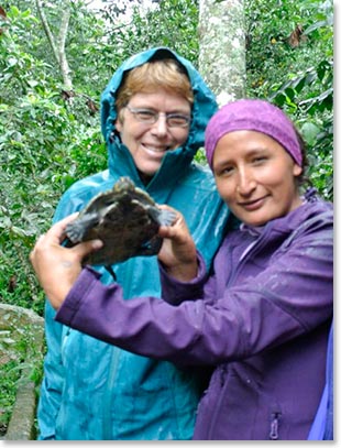 Chris with Maria admiring a turtle