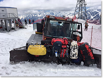 After the chair ride we moved our bags the rest of the way by snow cat 