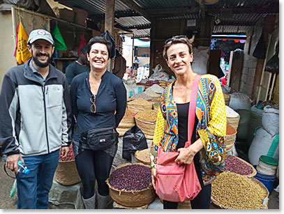 Josh, Andrea and Adriana at the local market