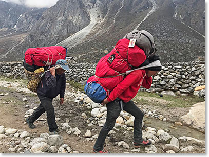 Our porters on the way to Lobuche
