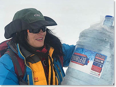 Karina with one of our water bottles 