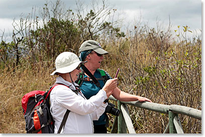 Nancy and Kim looking the awesome crater of Cuichoa
