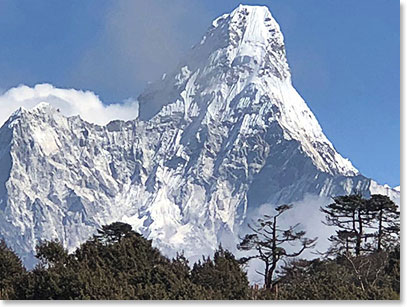 We walked from Namche to Khunde and we had fantastic views of Ama Dablam along the way