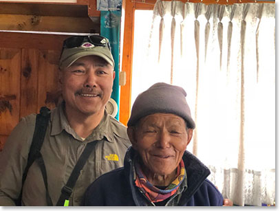 Ang Temba with his father who is 80 years old