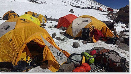 Tents from other teams as well are at Nido.  The large red tent is where the Park Rangers stay.
