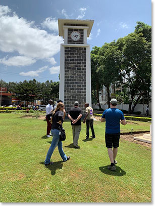 Approaching Arusha Clock Tower in the center of the city