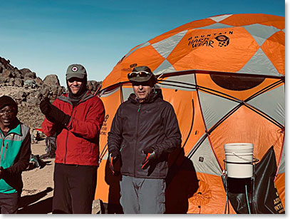 Hand washing station at 15,000ft – Lava Tower camp