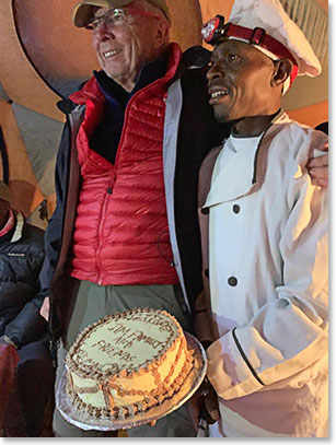 At Karanga Camp Yona baked a cake for Jim Brown family and friends