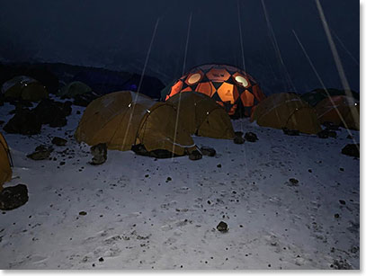 Kosovo at snowing at night