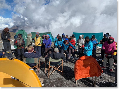 Our team back at Kosovo. Jennifer elected to stay here with the camping staff guys today. She says that she does not regret it! We are still on the mountain, acclimatized well, and together as a team.