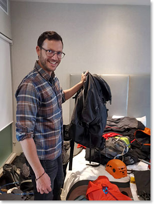 Kyle with his climbing gear