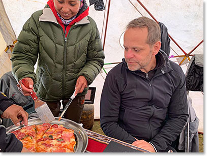 Pizza and spaghetti for lunch