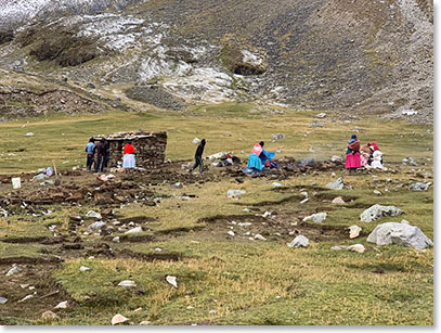 Some of the locals from the village below stay at base camp to give us support