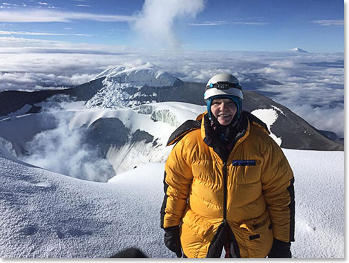 Melody is happy and proud on the summit